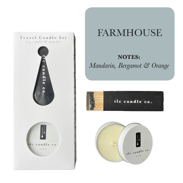 Farmhouse Travel Candle with Matches – Soy Wax