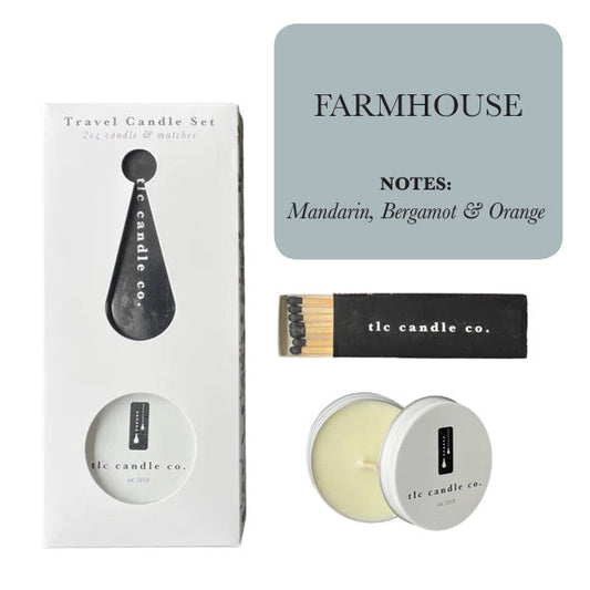 Farmhouse Travel Candle with Matches – Soy Wax
