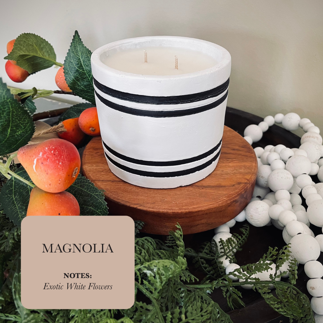 Magnolia Concrete Candle – Hand Poured Soy, 60 Hr Burn