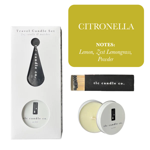 TLC Travel Candle Collection – Soy Wax with Matches